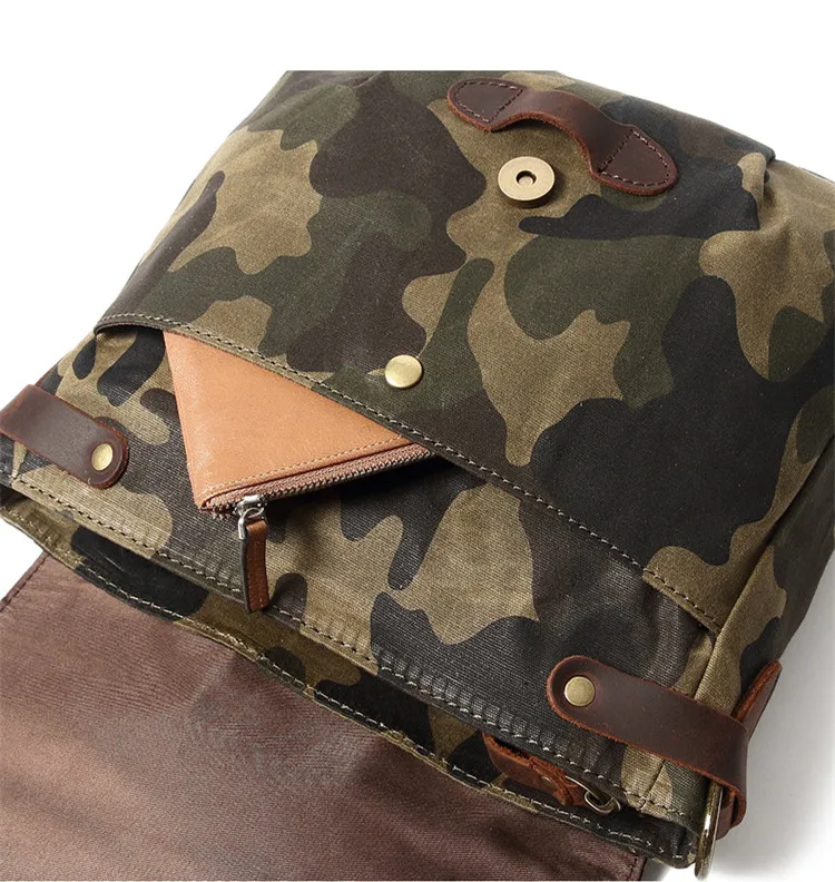 Außentaschenpräsentation der Woosir Casual Canvas Messenger Bag