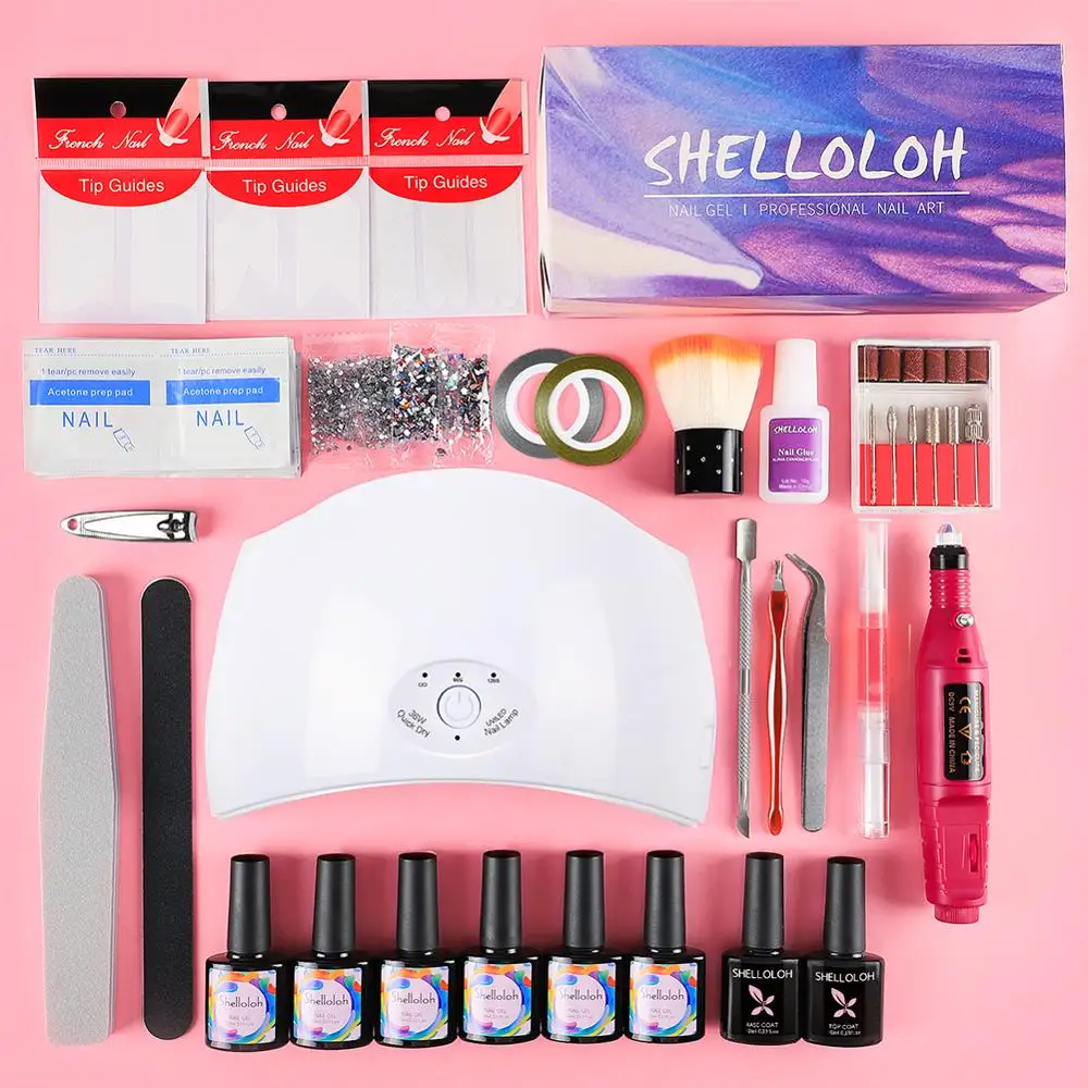 

Shelloloh 36W Nail Set UV LED Lamp Dryer Nail Gel Polish Kit Soak Off Manicure set Lasting Gel Nail Polish Kit For Nail Art Tool