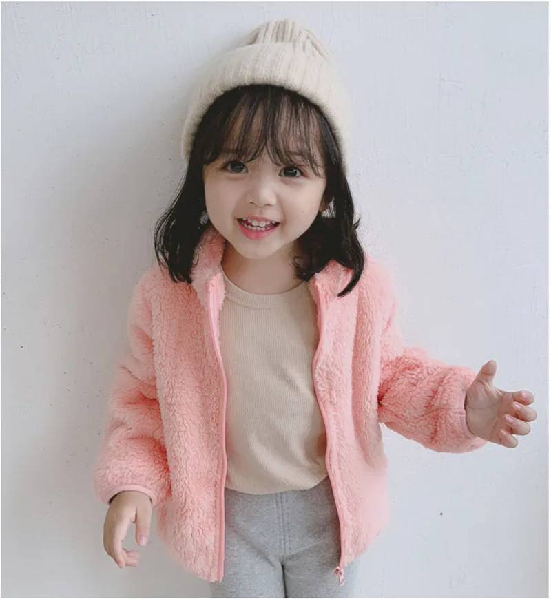 

2019 Fashionable Baby Girl Clothes Sweet Sweater Solid Color Infant Baby Boy Coat Winter Autumn Warm Zipper Wool Coat