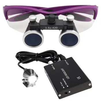 

3.5x420mm Dental Loupe Dental Lab Medical Loupe Dental Magnifier Dentists Pink with 3W Headlight