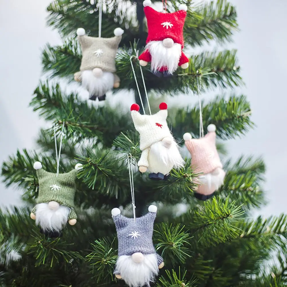 Рождественская яркая плюшевая кукла гном Сантой, рождественская елка, подвесное украшение, милая кукла, подвеска, плюшевая игрушка