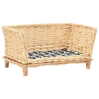 

Pet Packable Travel Bed Couch Mid-Century Modern Dog Bed Frame for Dogs & Cats Natural Willow Cat or Dog Wicker Bed Basket