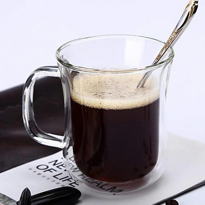 200 мл Двойная Стенка стеклянная кружка для кофе высокое качество офисный домашний стол чашки термоизолированные кружки для чая, молока горячая прозрачная кружка посуда для напитков