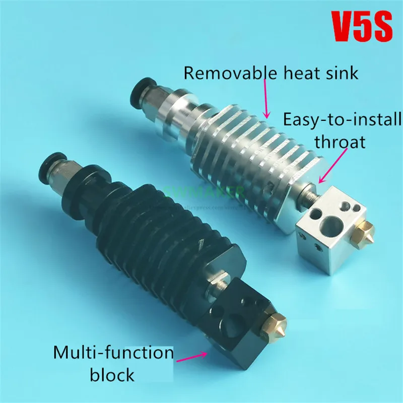 E3D V5S V6S прямой теплоотвод, обновление дизайн шестигранный теплоотвод для V6 V5 V7 экструдированная головка 3D принтера