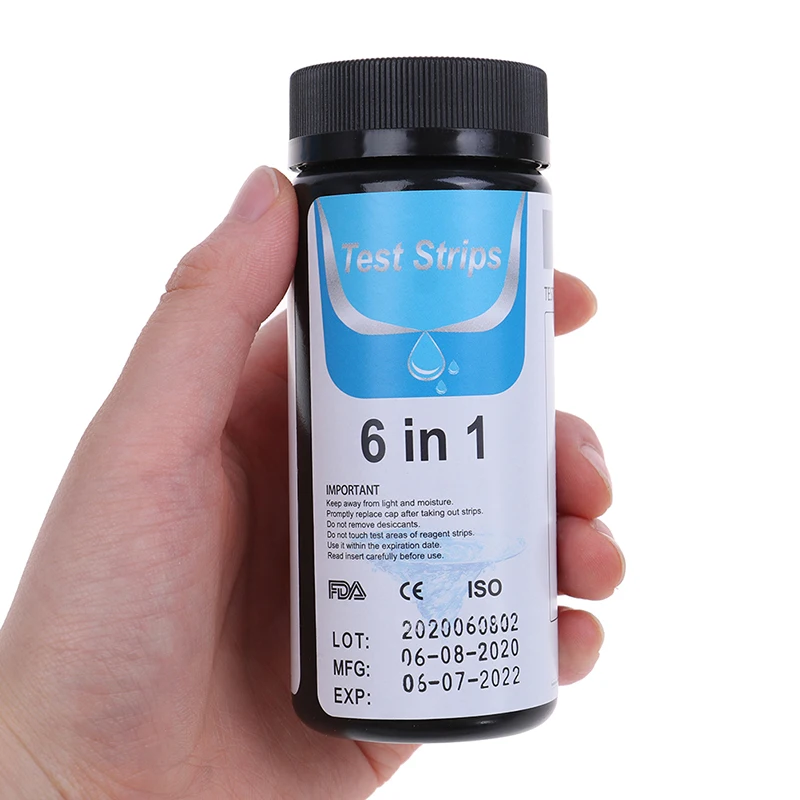 Prueba de calidad del agua 6 en 1, 50 Uds., nivel de PH, prueba de alcalinidad Total, piscina, acuario, tira de prueba de análisis