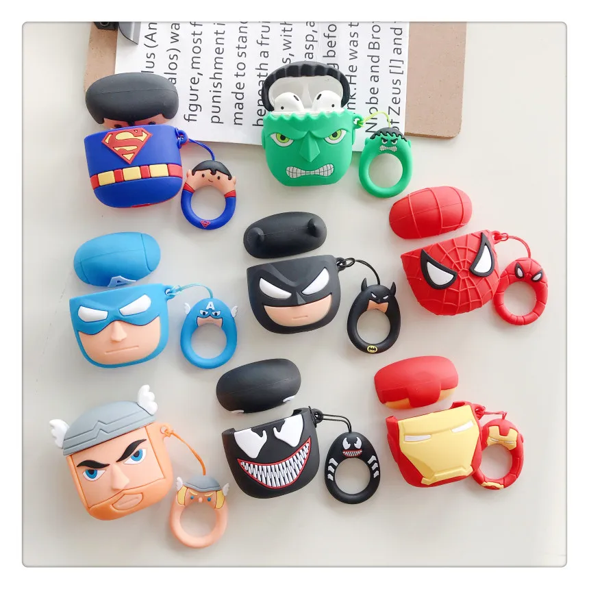 

3D The Avengers Cartoon Wireless Bluetooth Earphone Case For Apple AirPods Silicone Headphones Cases For Airpods 2 Protect Cover