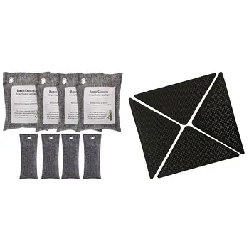 

8 Pack-Bamboo Charcoal Air Purifying Bags(4X200G 4X50G) & 4 Pieces of Reusable Washable Silicone Non-Slip Stickers