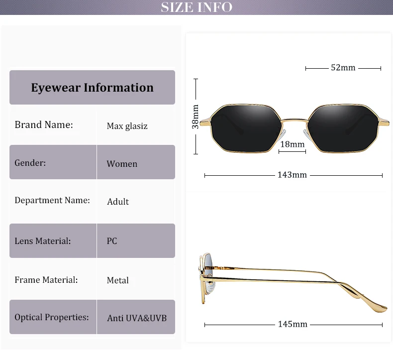 MAX, солнцезащитные очки для женщин, брендовая дизайнерская маленькая оправа, полигон, прозрачные линзы, солнцезащитные очки для мужчин, Винтажные Солнцезащитные очки, шестигранная металлическая оправа