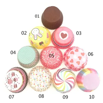 

Kitchen Accessories 100Pcs Muffin Cases Cake Decorating Tools Color Printing Cake Paper Cups Anti-oil Food Grade Paper