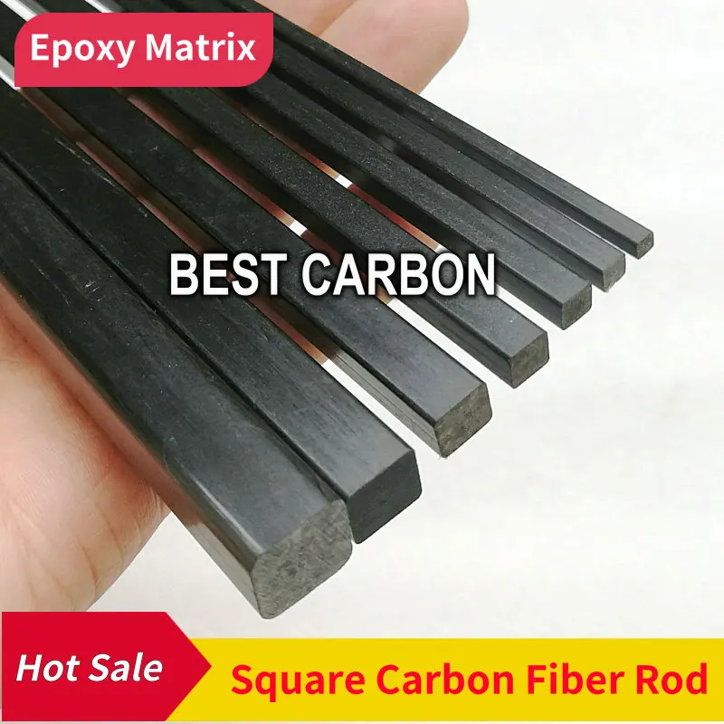 Free shipping 500mm length Pultruded Square Solid Carbon Fiber Rod ,CFR