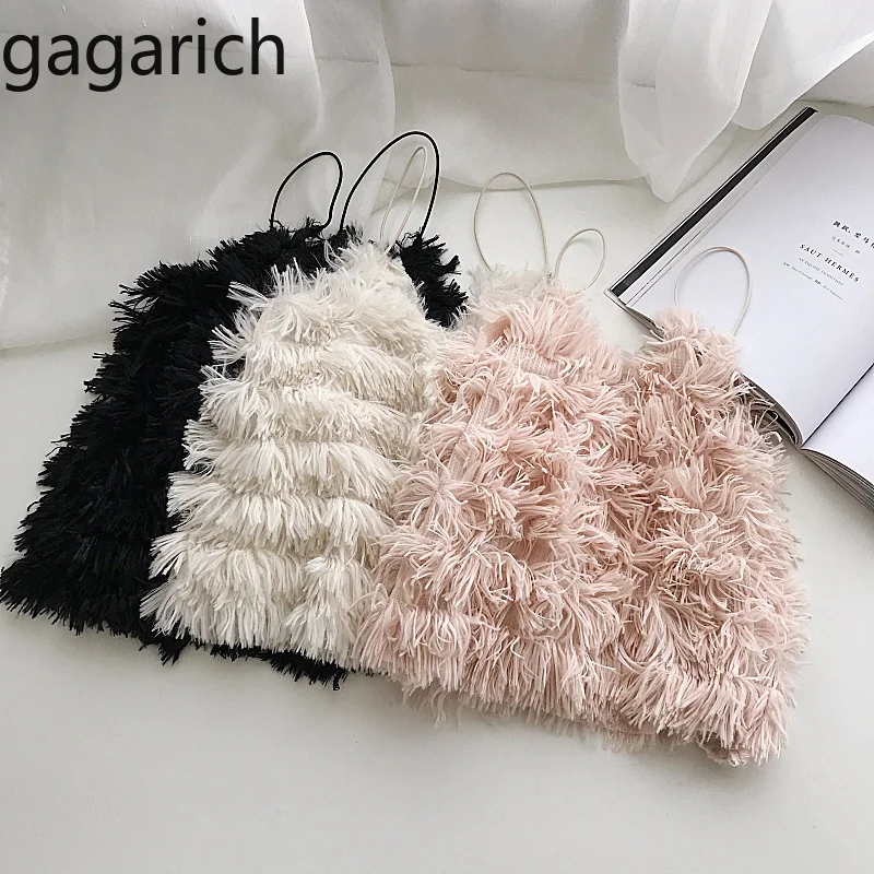 

Gagarich Women Sexy Solid Slip Vest Ladies Korean Elegant V Neck Sleeveless Outwear Tops Femme Swwet Tassel Vest 2020 Summer