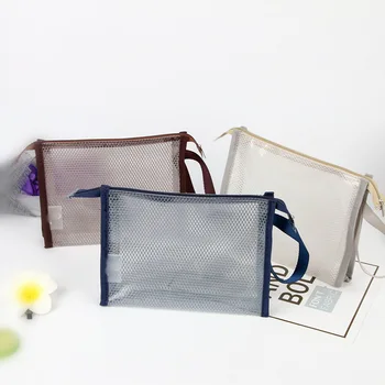 

Simple Japanese Style Transparent Mesh Makeup Bag Wash Bag g