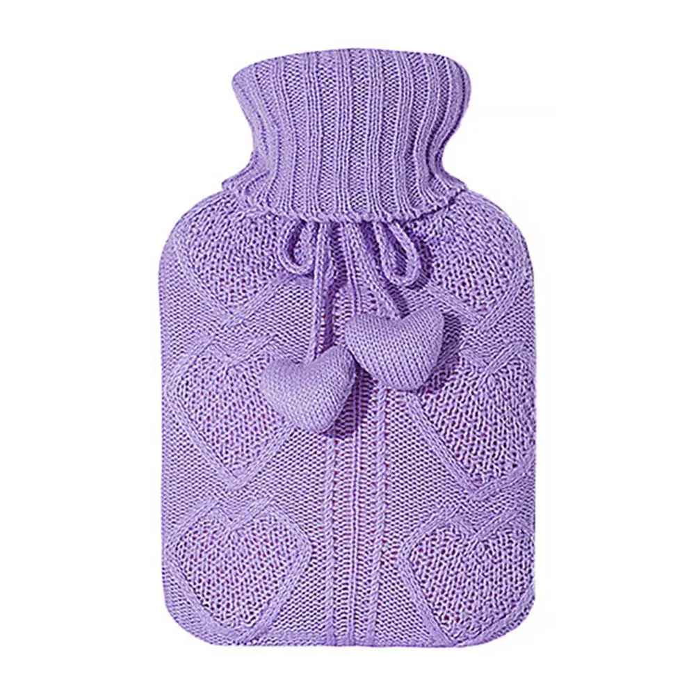 Purple Вязаные Мультяшные ручные теплые грелки мини грелки портативный ручной подогреватель для девочек карманные руки ноги грелки сумки для воды - Цвет: Purple