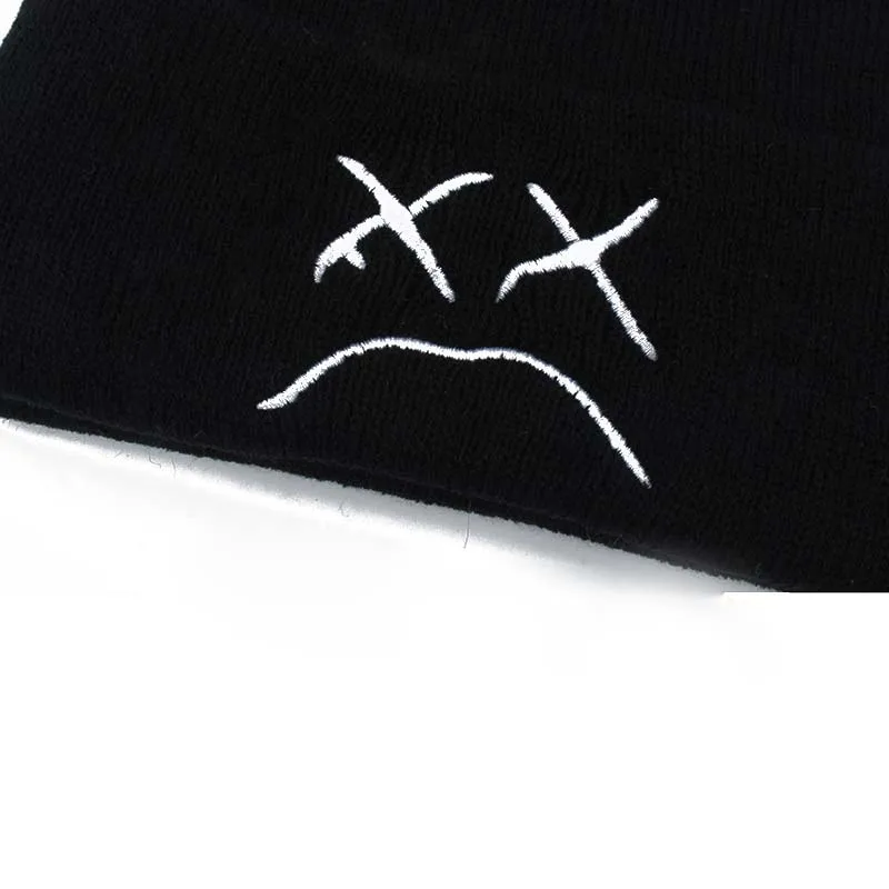 White Black Beanie Embroidery