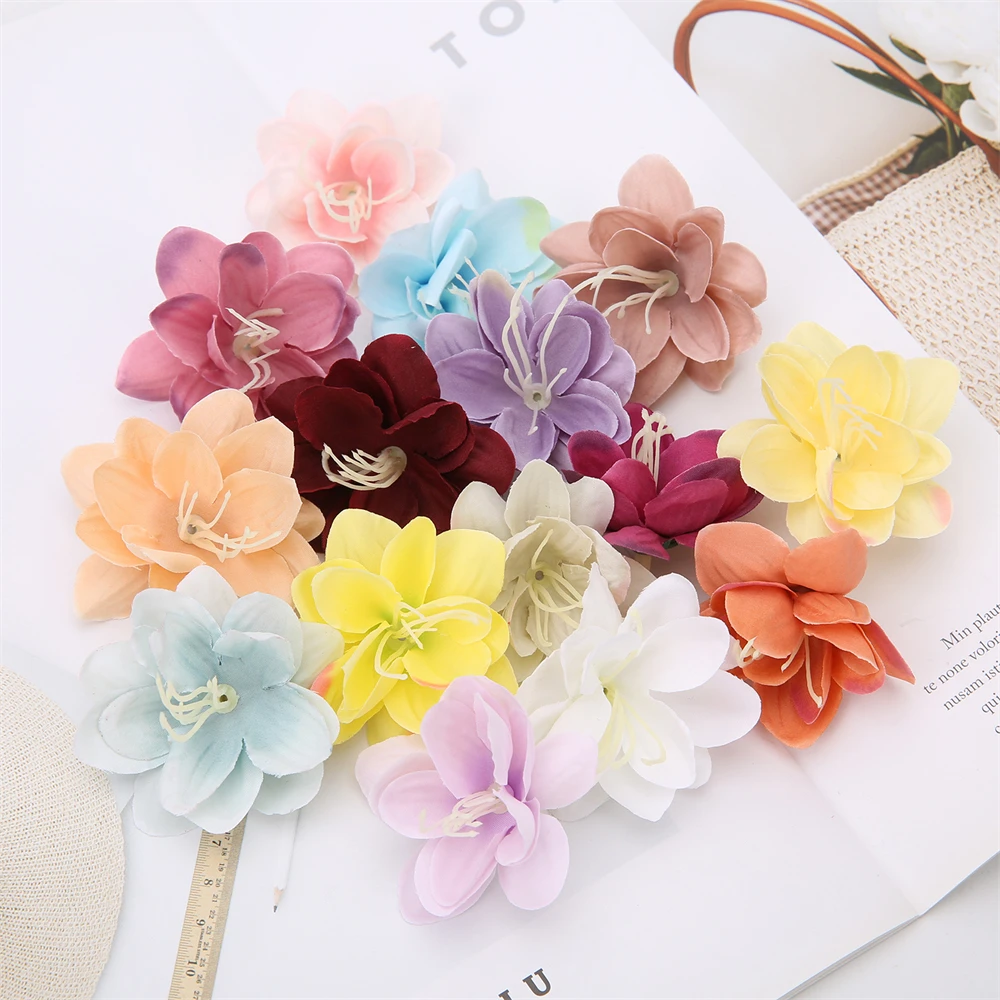 20PCS 7.5CM  Lace Fabric Hair Flowers For Boutique Headbands Wedding Decoration 