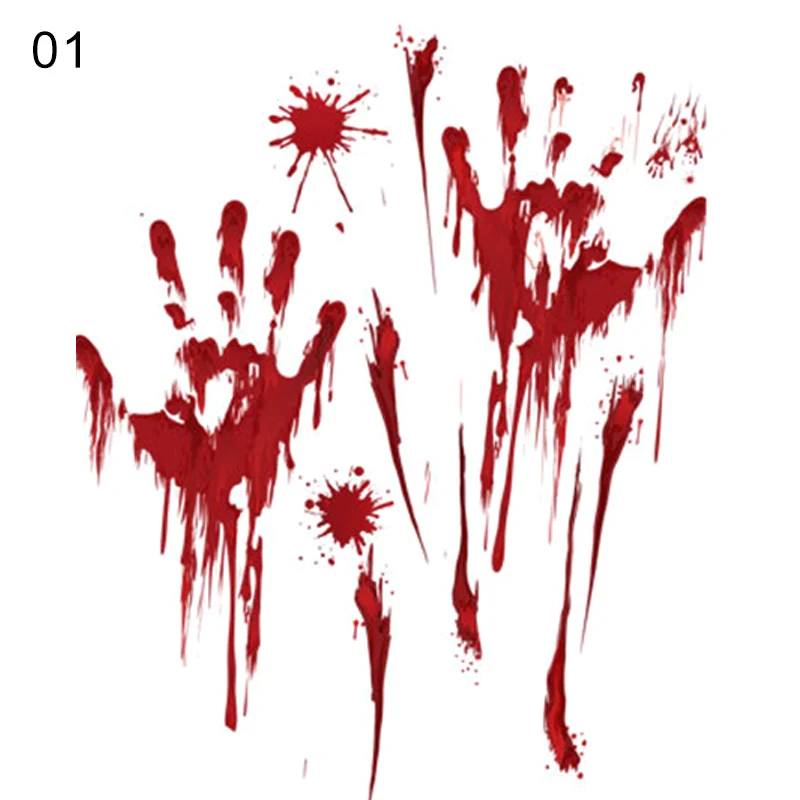 01 blood handprint Имитация крови руки ноги печати наклейки ужас зомби Хэллоуин автомобиль Настенный декор двери J99Store - Цвет: 01 blood handprint