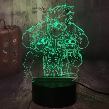 

Naruto Anime Figure 3D Optical Illusion Night Light Hatake Kakashi Uzumaki Naruto Uchiha Sasuke Table Lamp Kid Christmas lamps