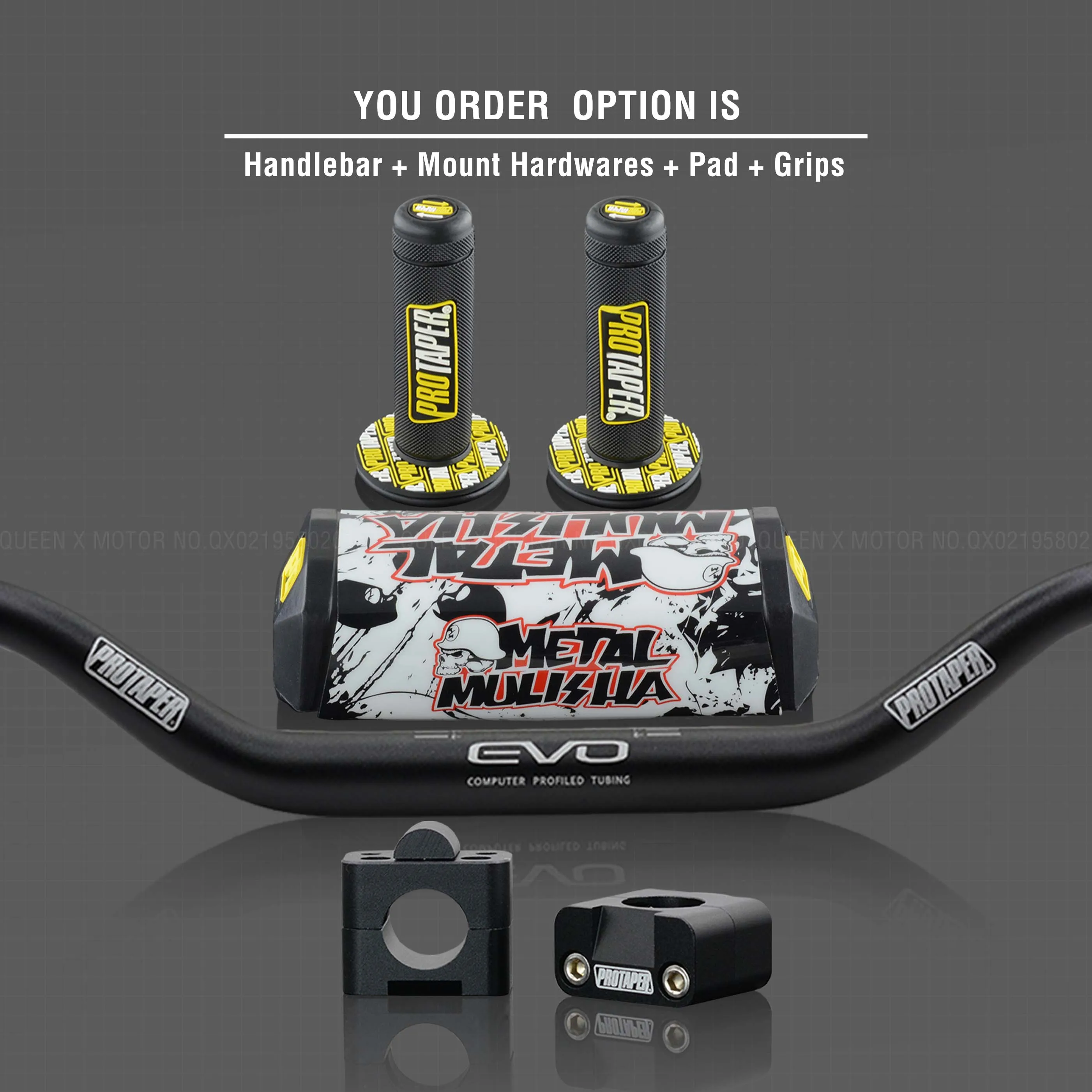 Руль для Pro Taper Pack Bar 1-1/" 6 дней Fatbar Колодки Ручки Pit Pro Racing Dirt Pit Bike мотоцикл с адаптер cnc - Цвет: Black Full Kit