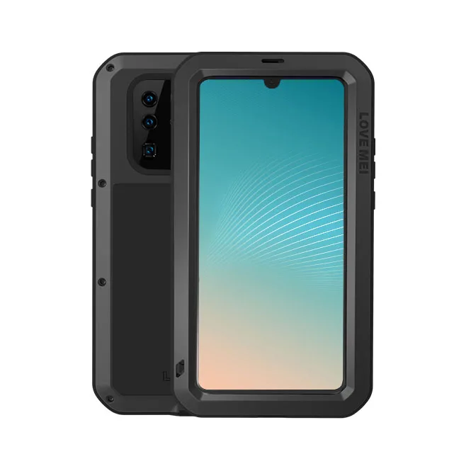 Мощный чехол Love Mei для huawei P30 Pro противоударный металлический алюминиевый чехол - Цвет: Черный