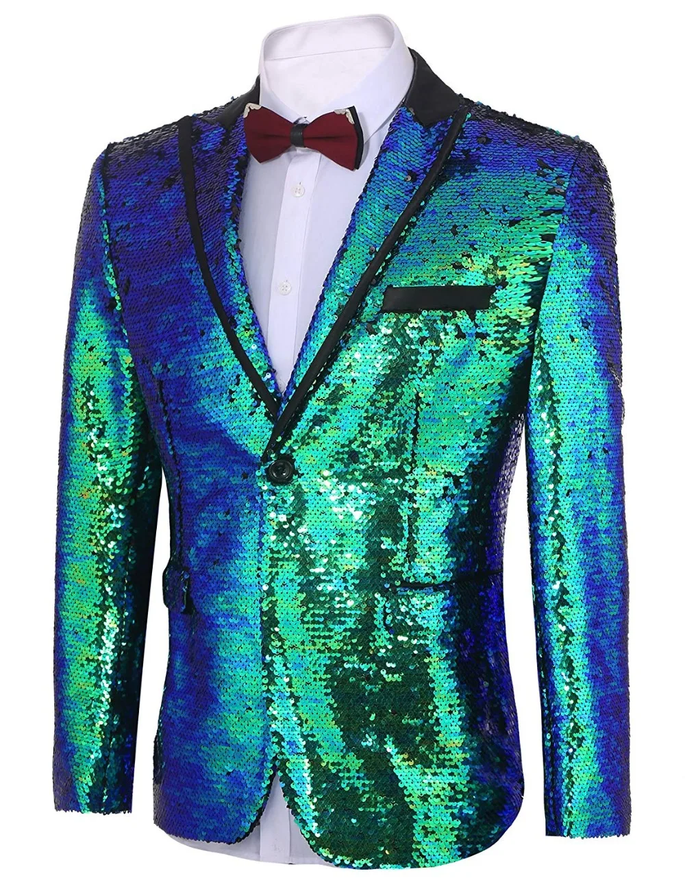 Veste Costume à Paillettes Homme - Blazer Festif 1 Bouton - Pour Mariage, Soirée, Discothèque - Coupe Ajustée