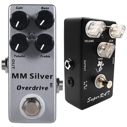 MOSKY 2 Pcs Guitar Effect Pedal Effect Pedal Full Metal Shell True Bypass, Silver & Black