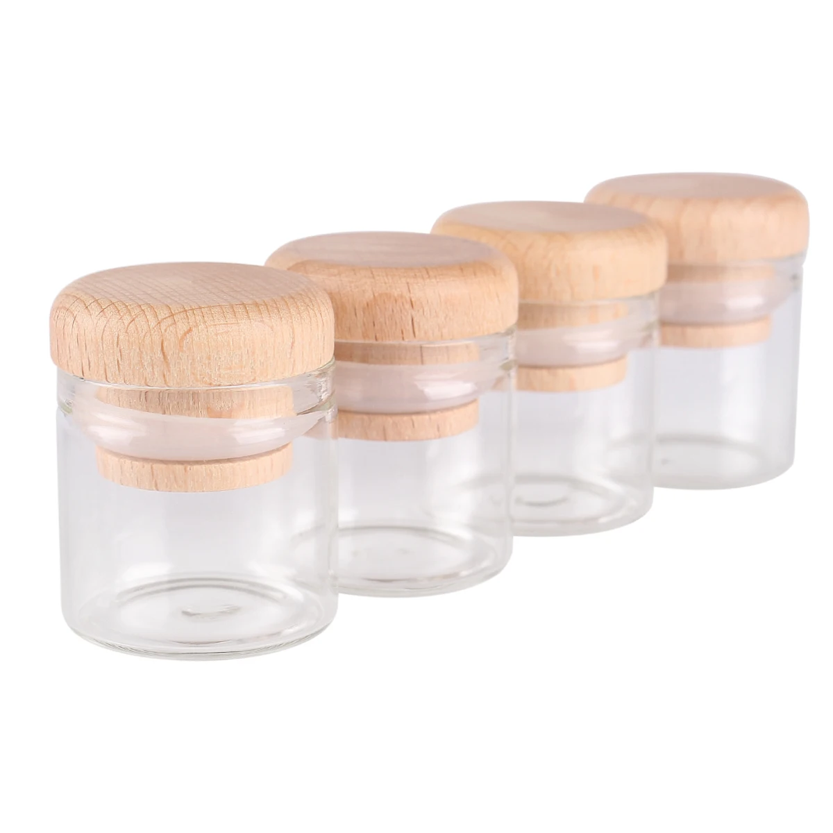 5pcs 10ml 30*30mm Mini Glass Bottles Glass Jars with Solid Wood Caps Spice Jars Glass Vials Glass vessels Potion Bottles 3