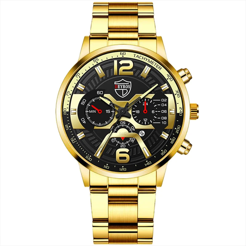 2022 Mens Fashion Watches Luxury Men Stainless Steel Quartz Wrist Watch Male Business Casual Gold Bracelets relogio masculino 