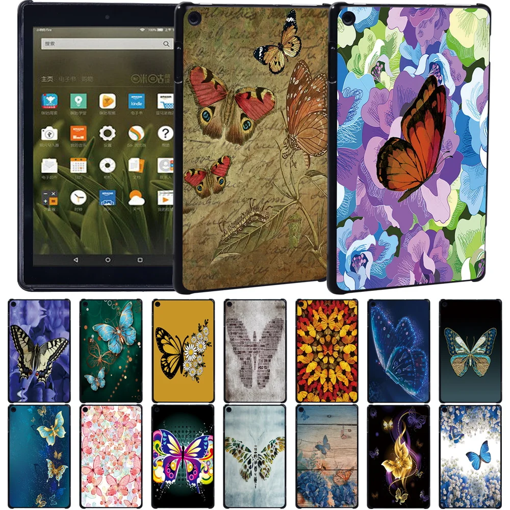 

For Amazon Fire HD 8(6th/7th/8th Gen)Fire 7(5th/7th/9th Gen)//Fire HD 10(5th/7th/9th Gen) Butterfly Back Case