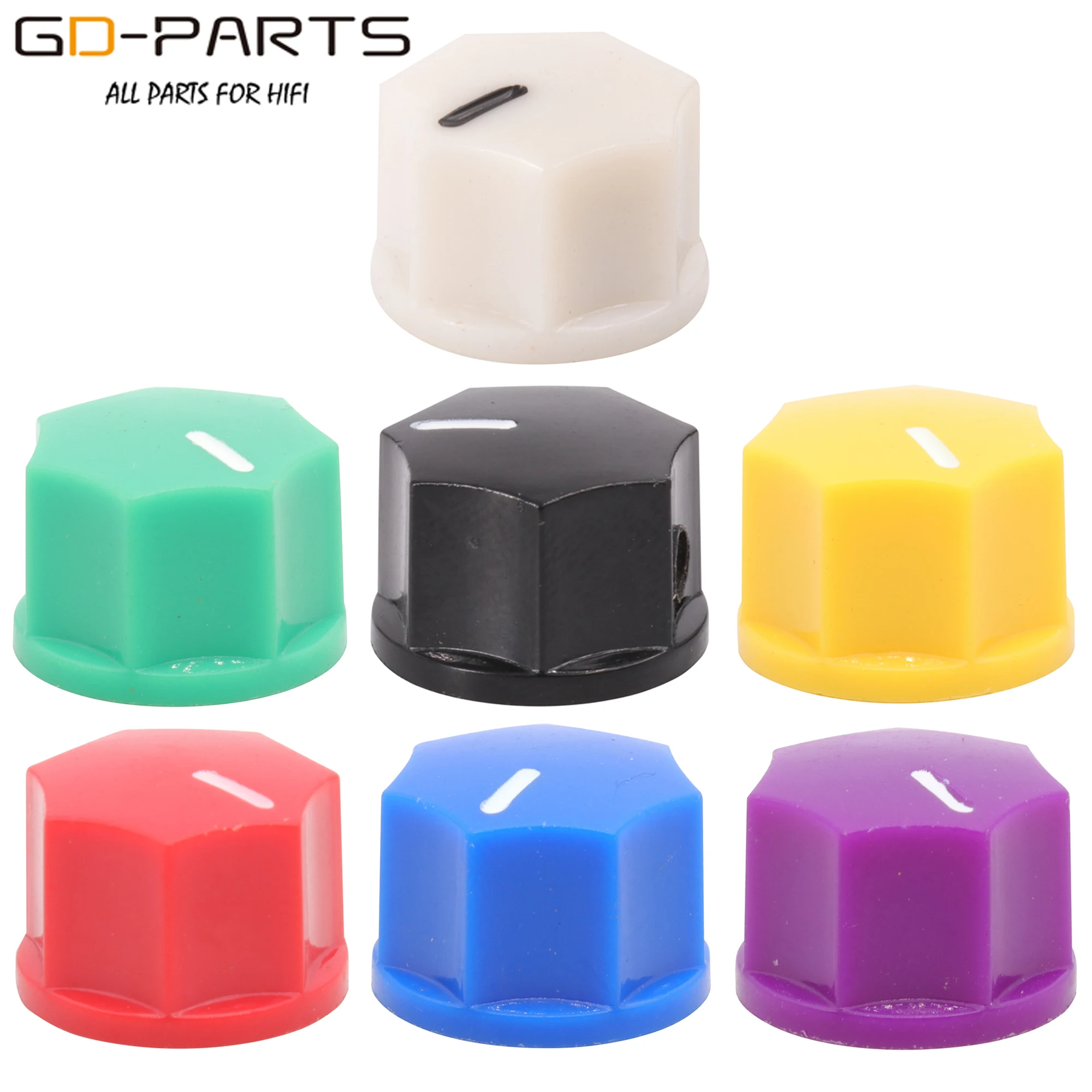 

15x10mm White ABS Plastic set Pointer Rotary Knob for Guitar AMP effect Pedal Stomp Box Overdrive Radio Speaker ,1/4" Shaft Hole
