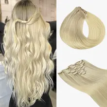 

POPUKAR Clip in Hair Extensions Human Hair 18 Inch Platinum Blonde Hair Extensions Straight Remy Human Hair Extensions Clip on