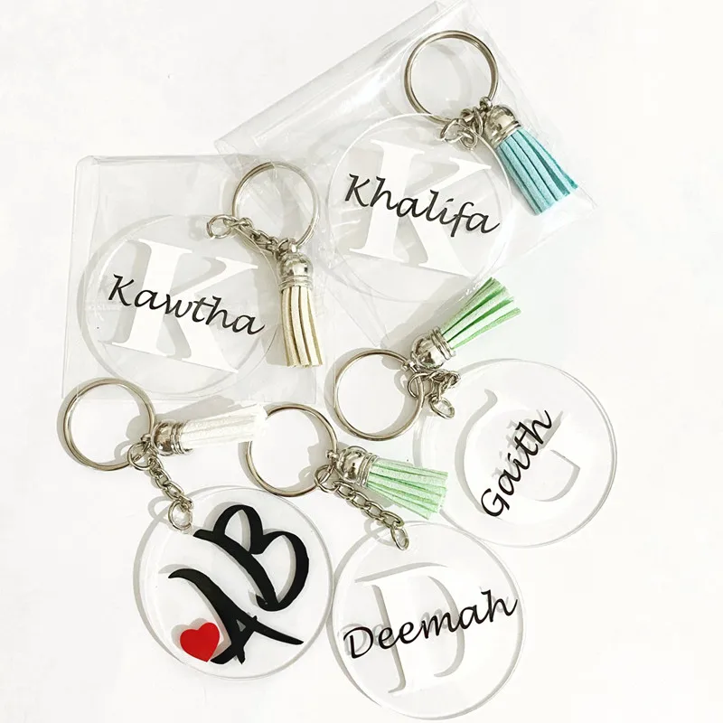 Key Charms Pendant 24Pcs Transparent Round Acrylic Keychain Blanks Disc DIY Arts & Craft Material