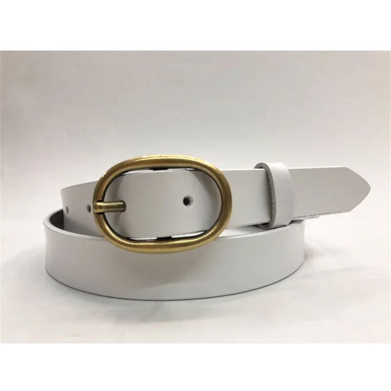 New Good Quality Women Belt Genuine Leather Gold Pin Buckle Belt Retro Luxury Cowhide Strap for Female Dress Jeans Fashion Belt