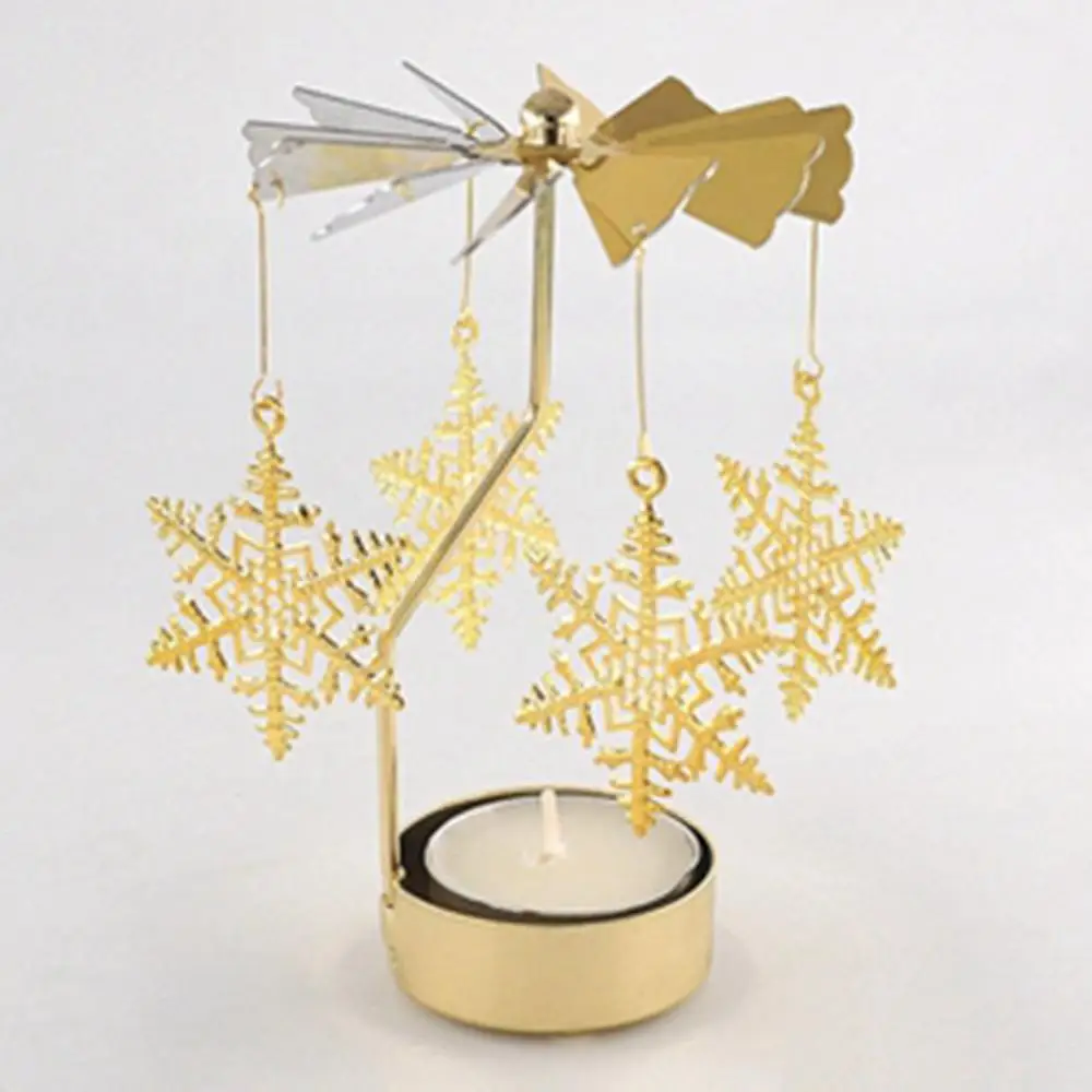 Snowflake Gold Снежинка вращающийся подсвечник свеча в виде бабочки держатели чайный светильник DIY вечерние настольные Декор Подсвечник рождественский подарок - Цвет: Snowflake Gold