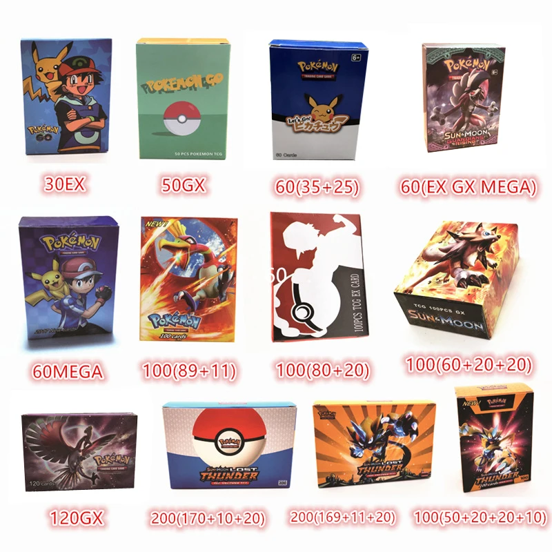 

60pcs Pokemon Card 2019 French Pet Elf Battle 40GX 20EX Cards Pocket Monster Game Collection Children's Gifts for Christmas