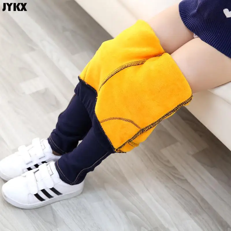 Children Girls Boys Winter Jeans Stretch Cashmere Pants