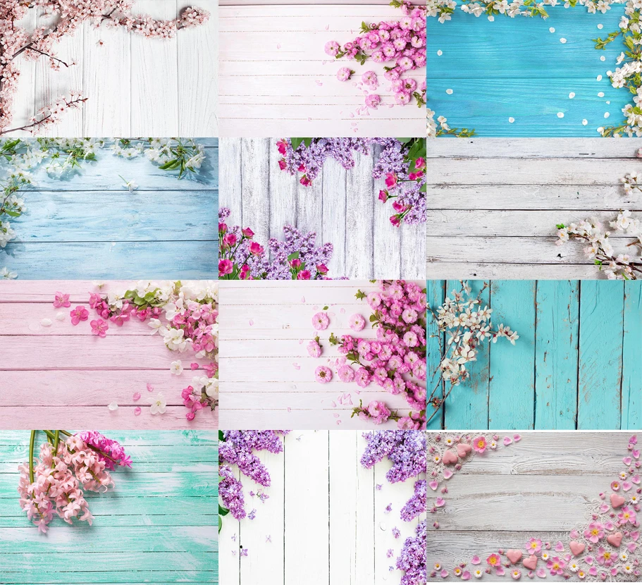 

Avezano Photogrpahy Backdrops Wood Board Pink Flower Newborn Baby Shower Party Food Toy Background Photo Studio Photophone Props