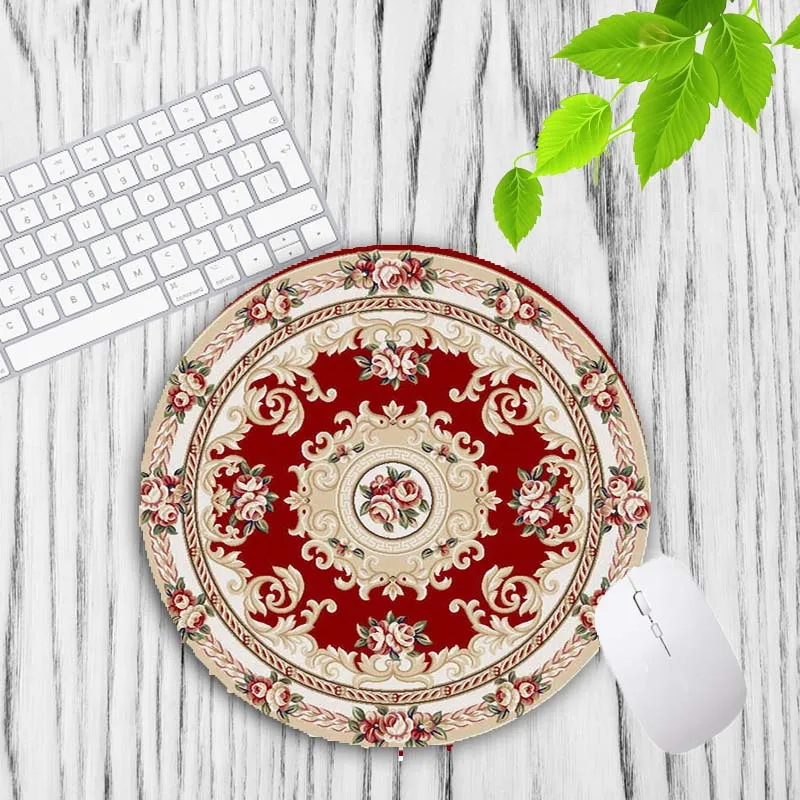 XGZ Colorful Mandala Vintage Persian Carpet Round Mouse Pad Gamer Keyboard Mouse Mat Gaming Desk Mousepad for CS GO 20X20CM - Color: 20X20CM