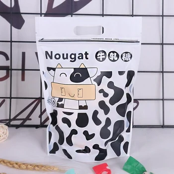 

50 Pcs Cute Self-Adhesive Cookie Biscuits Bag Cartoon Black White Cow Plastic Packaging Bag Wedding Party Gift Decor