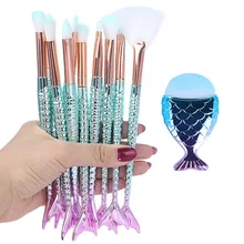 Mermai-Kit de pinceaux de maquillage, outil naturel, crayon cosmétique, fond de teint, artiste, surligneur sirène, ensemble de visage, ombre à paupières, lèvres