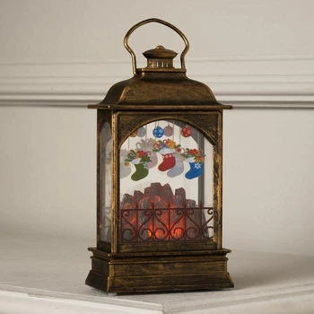 

LED figure "Lantern bronze, Fireplace with socks", 18x10x4.5 cm, 3 * AAA (not included) 4843949