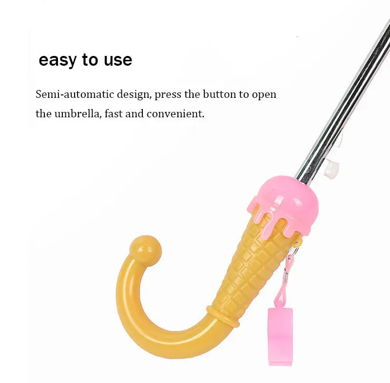 Safety Portable Children Umbrella Student Umbrella Cartoon Animal Pattern Long Handle Umbrella Wedding Shooting Tool