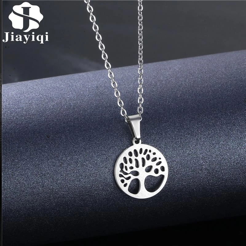 Collar con colgante de árbol la vida, cadena de acero inoxidable para mujeres y hombres, joyería de 45 + 5cm de largo, regalo de joyería|Collares colgantes| - AliExpress