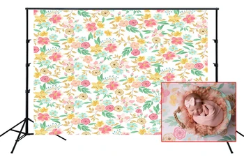 

watercolor gold glitter pink Floral Backdrop for Newborn kids 1st Birthday party Banner Photo Background studio photophone SM352