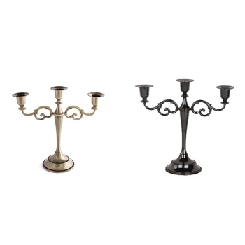 

Candle Holders 3-Arms Stand Zinc Alloy High Quality Pillar for Wedding Portavelas Candelabra