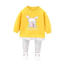 Ropa de moda para bebé, camiseta de dibujos animados, pantalones, 2 unids/set/conjunto, chándal para niño