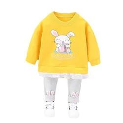 T Shirt et pantalon pour bébés filles, vêtements à la mode, mignons, de dessin animé, tenue décontractée, survêtement pour enfants, nouvelle collection printemps automne pièces/ensemble 