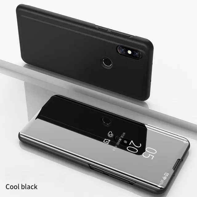 Прозрачный зеркальный умный чехол для телефона iphone X 10 XR 8 7 6 6S Plus Чехол-книжка с подставкой кожаный чехол для iphone 11 Pro Max чехол s - Цвет: BLACK