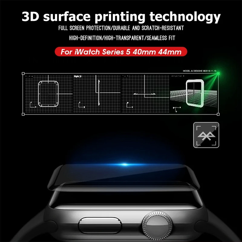 3D полное покрытие изогнутое Защитное стекло для Apple Watch Series 5 40 мм 44 мм Защитная пленка для экрана для iwatch 5 закаленное стекло