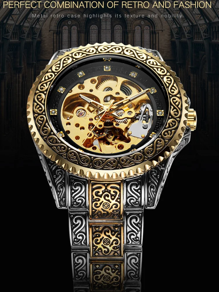 Automatic Watch  for Men  Fashion  Engrave  Wristwatch Men  Watch 2023   Automatic mechanical watch   for Gift  Drop Shipping