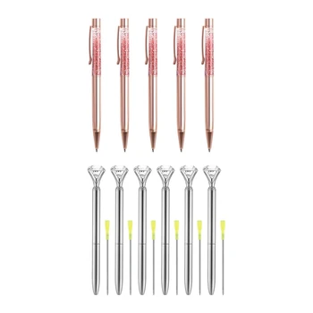 

2 Set Quicksand Ballpoint Pen Big Diamond Pens Big Diamond Pen Rhinestones Crystal Metallic Ballpoint Pens Black